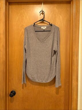 Lightweight V-Neck Ribbed Sweater in Taupe - Eileen Fisher